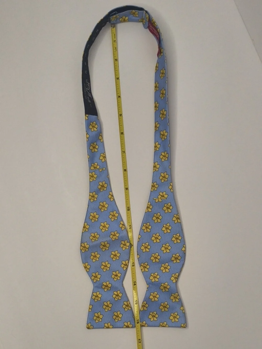 Blue Floral Bow Tie Yellow Flowers